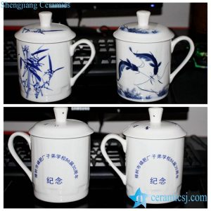 042-RYDI-CBDI43     High quality customize logo at back part bone china tea mug with lid for guest, event, forum, meeting