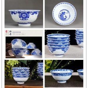 RZHX01-A/B/C/D/E/F/G      Jingdezhen China unique rice pattern blue and white ceramic bowl