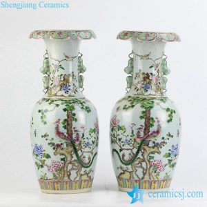 RZJF01   Hand paint famille rose phoenix floral pattern ceramic wedding vases