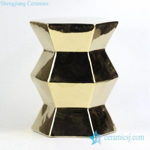 RYIR118          Wholesale price zigzag shape line gold ceramic unique furniture stool