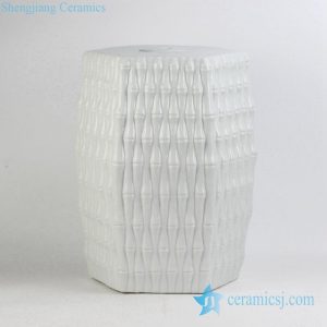 RYJF12      Pure white new arrival bamboo knitting style ceramic stool