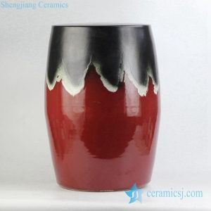 RYKB147    Joint black and red color glaze ceramic drum stool