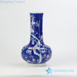 RYWG10   Blue and under glaze red tubular shape Jingdezhen porcelain flower vase
