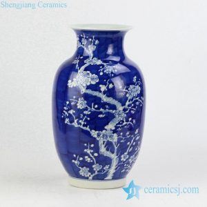RYWG12    Hand paint winter sweet pattern wax gourd shape elegant blue white ceramic vase