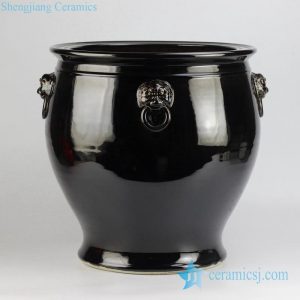 RZFH10     Lion becket solid color black china large vat