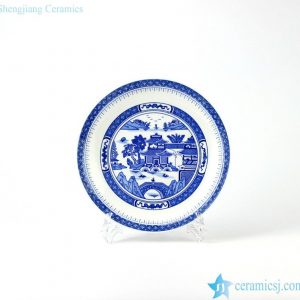 RZHX02     Blue and white china ware round dinner plate