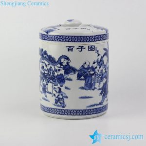 RZJL02-A   Blue and white playing kids pattern porcelain jar