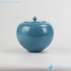 RZJR02     Apple shape cute blue solid color chinaware spice jar