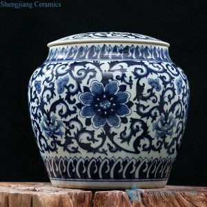 RZFQ04   Big size under glaze blue China floral ceramic storage jar for online shopping