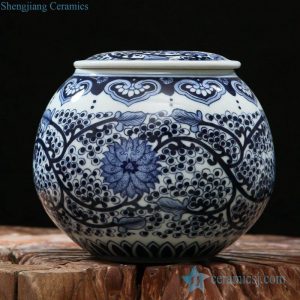 RZFQ06     Round shape flat lid hand paint Chinese art jar