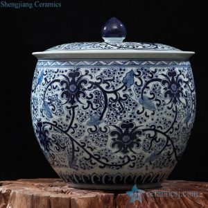 RZFQ16  large capacity hand paint blue and white ceramic sundries jar