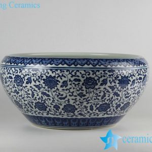 RZFU10-A-C73-04    Blue and white floral porcelain planter pot