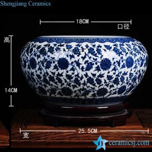 RZFU12-C-2    Blue and white floral ceramic fish pond pot