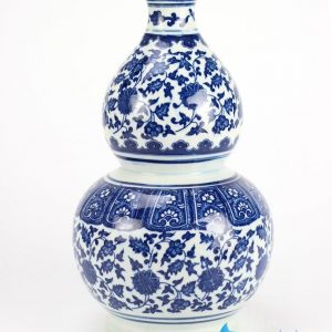 RZFU16    Oriental style calabash shape blue and white floral ceramic vase for online sale