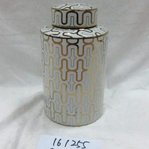 RZKA161254  RZKA161255   Twinkling gold line pattern round tin chinaware jar