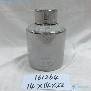 RZKA161264      Silver screw line pattern white background ceramic container