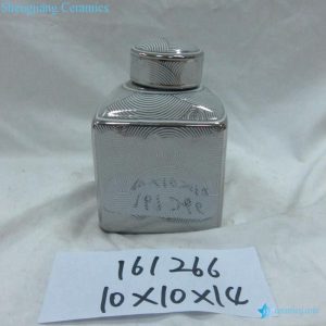 RZKA161266      Silver curvy line pattern triangular ceramic jar