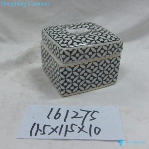 RZKA161275     Golden line black geometric pattern ceramic box container