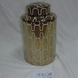 RZKA162178     Golden background white wave line pattern ceramic jar for online promotion