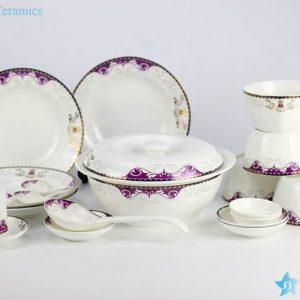DZ-RZHF02  Purple rhythm ceramic soup spoon, pot, bowl, plate ceramic dinner ware