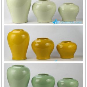 RYKB146-b/e/g     glossy finished set of three simple style plain color ceramic urn