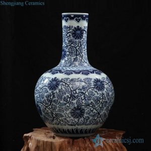 RZFQ03-B   Hot sale item under glaze blue hand paint elegant round belly ceramic exporting vase