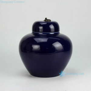 RYKB123-D     Indigo blue glaze shinny finish apple shape ceramic sundry jar
