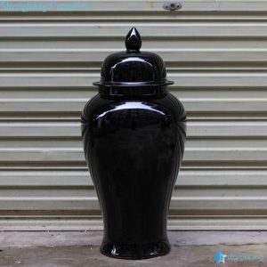 RYKB140-B    Factory online sale plain color black porcelain modern ginger jar