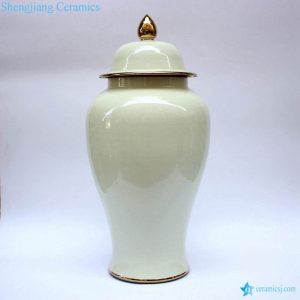 RYKB140-C    America glossy milk white golden line ceramic large jar for wedding decor