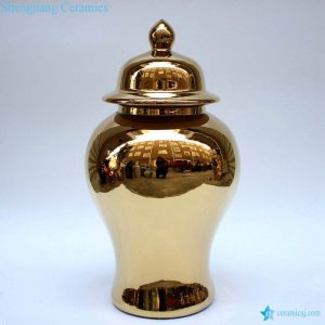 RYKB140-E  Living room decor golden luxury ceramic vase with lid