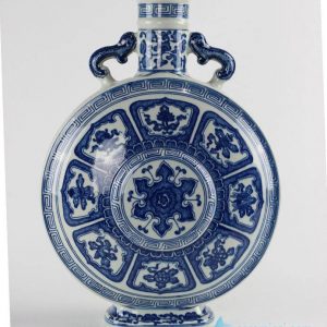 RYUU16   Special blue and white eight treasures pattern china ware moon flask