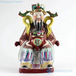 RYXZ14    Bright famille rose colored Jingdezhen China style the God of wealth figurine