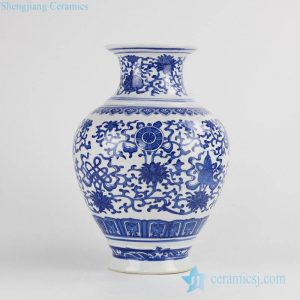 RZGM03    High quality flower and inter lock vine mark ceramic cobalt blue vase