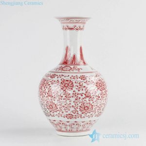 RZKD02   red painting floral pattern ceramic vase
