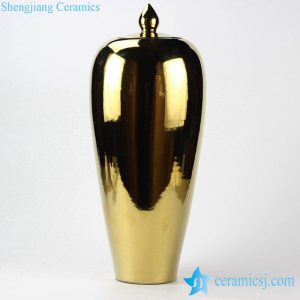 RYKB119-G     Tall and slim golden ceramic candle jar