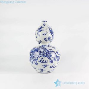 RYLU111     Calabash shape dragon design JDZ traditional porcelain vase