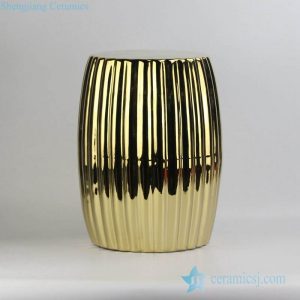RYNQ185-B    Pleated surface design end table usage golden gilded porcelain stool