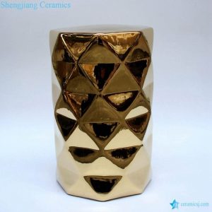 RYNQ186-A      Golden pleated diamond sparkles ceramic stool