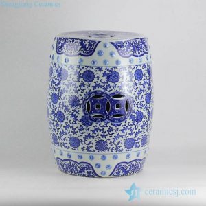 RYIR120-A   Floral pattern blue and white cheap bathroom ceramic stool