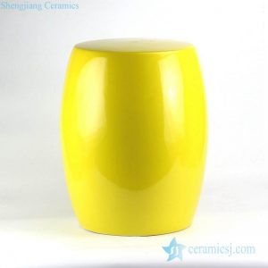 RYIR121   Lemon yellow solid color interior design side table usage ceramic stool