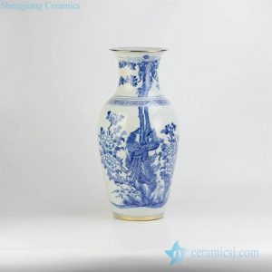 RYLU33-B     Household hand paint blue and white couple phoenix pattern golden rim ceramic wedding gift vase