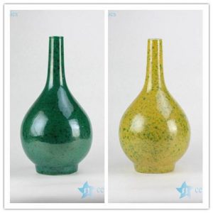 RYNQ206/207      High temperature colour glaze green and yellow ceramic flower vases