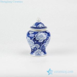 RZIQ02-B     Camellia pattern hand paint cobalt blue beautiful cute ceramic sundries jar