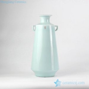 RZJR03     Celadon glaze light green sealed pattern antique porcelain vase with two handles