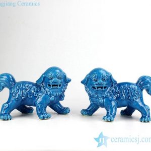 RZKC01-B     Vivid frizzled hair foo dog figurine in pairs