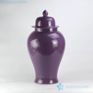 RYKB117-L        Dark lavender purple plain color glaze large size porcelain ginger jar