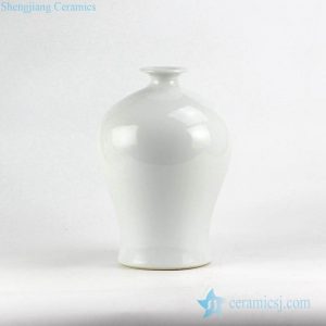 RYNQ218     White plain color  Chinese crockery Meiping vase