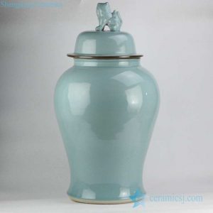 RYWY11      International online business sale turquoise ceramic jar with lion knob lid