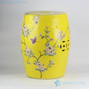 RZKL03-B     Lemon color ground floral and butterfly mark  contemporary crockery bar stools