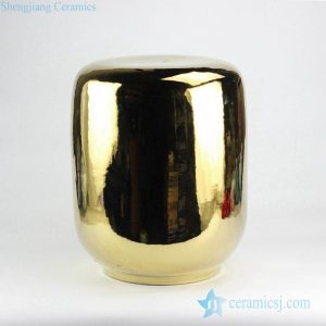RYNQ144-B      Glossy gold mirror glaze ceramic living room stool